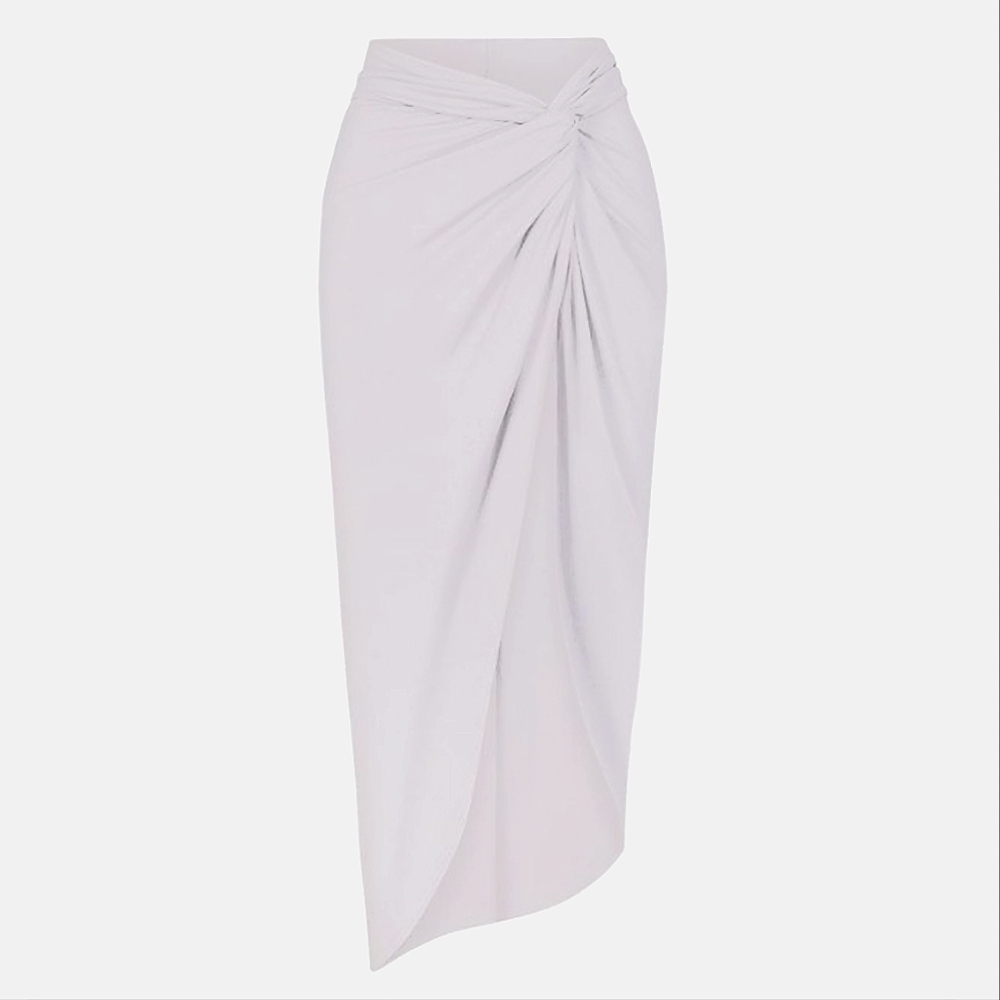 NWT White Signature Swim Knotted Stretch Recycled-Nylon Sarong Skirt